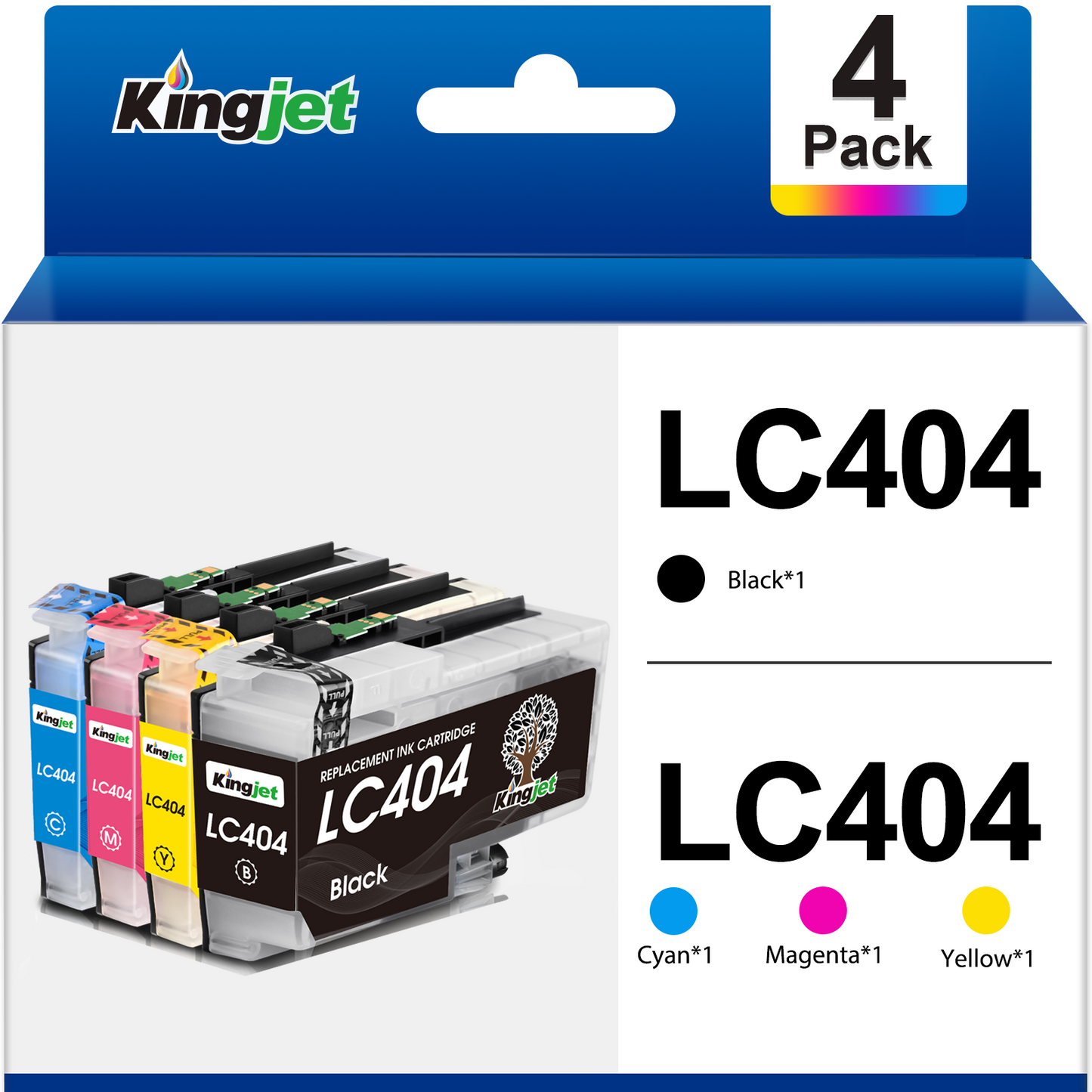 LC404 Ink Replacement for Brother LC404 Ink Cartridge for Brother MFC-J1205W MFC-J1215W MFC-J1205W XL Printer (Black Cyan Magenta Yellow, 4 Pack)