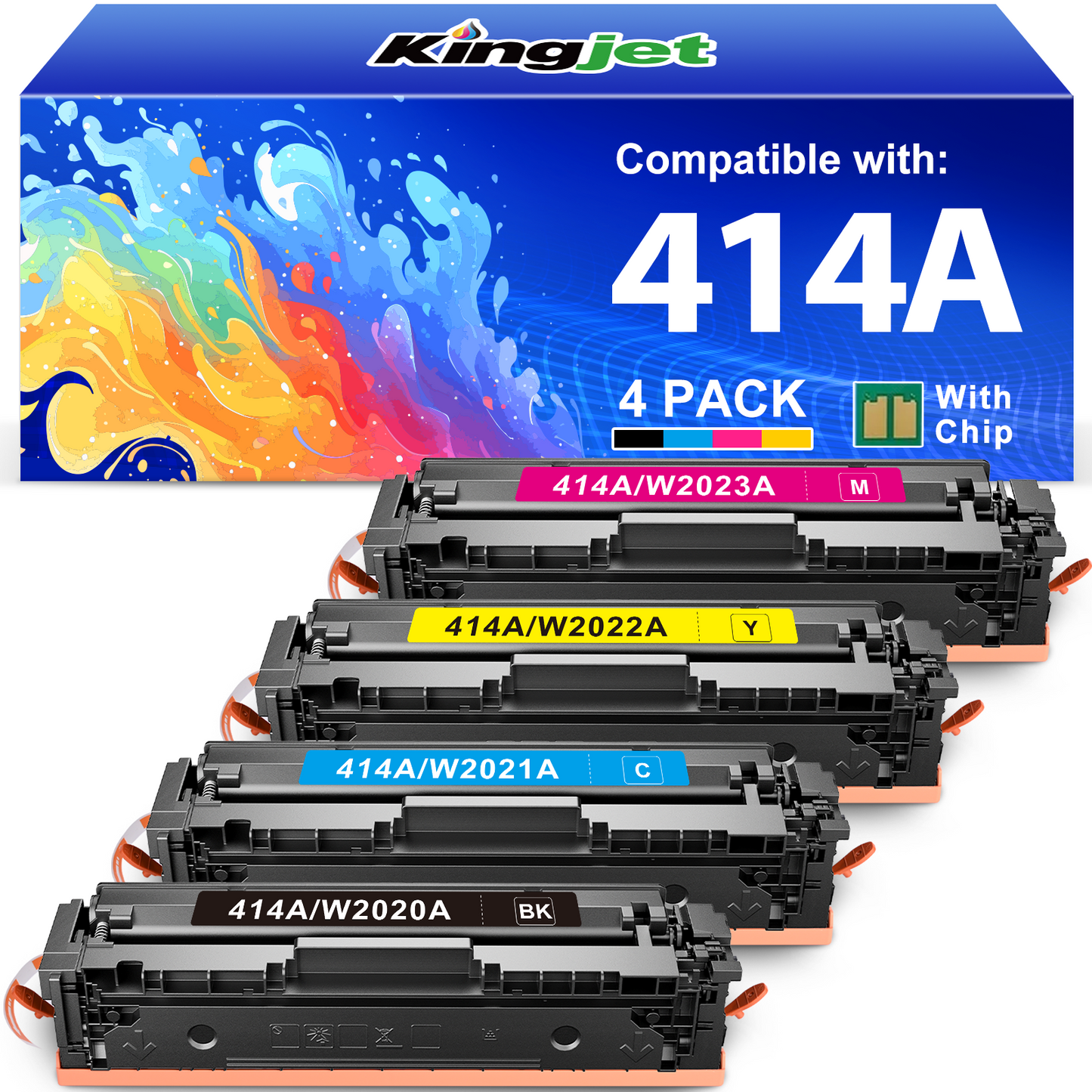 414A Toner Cartridges 4 Pack Compatible for HP 414A Toner 414X W2020A for Color Pro MFP M479fdw M454dw M454dn M479 M454 Printer (Black Cyan Magenta Yellow)
