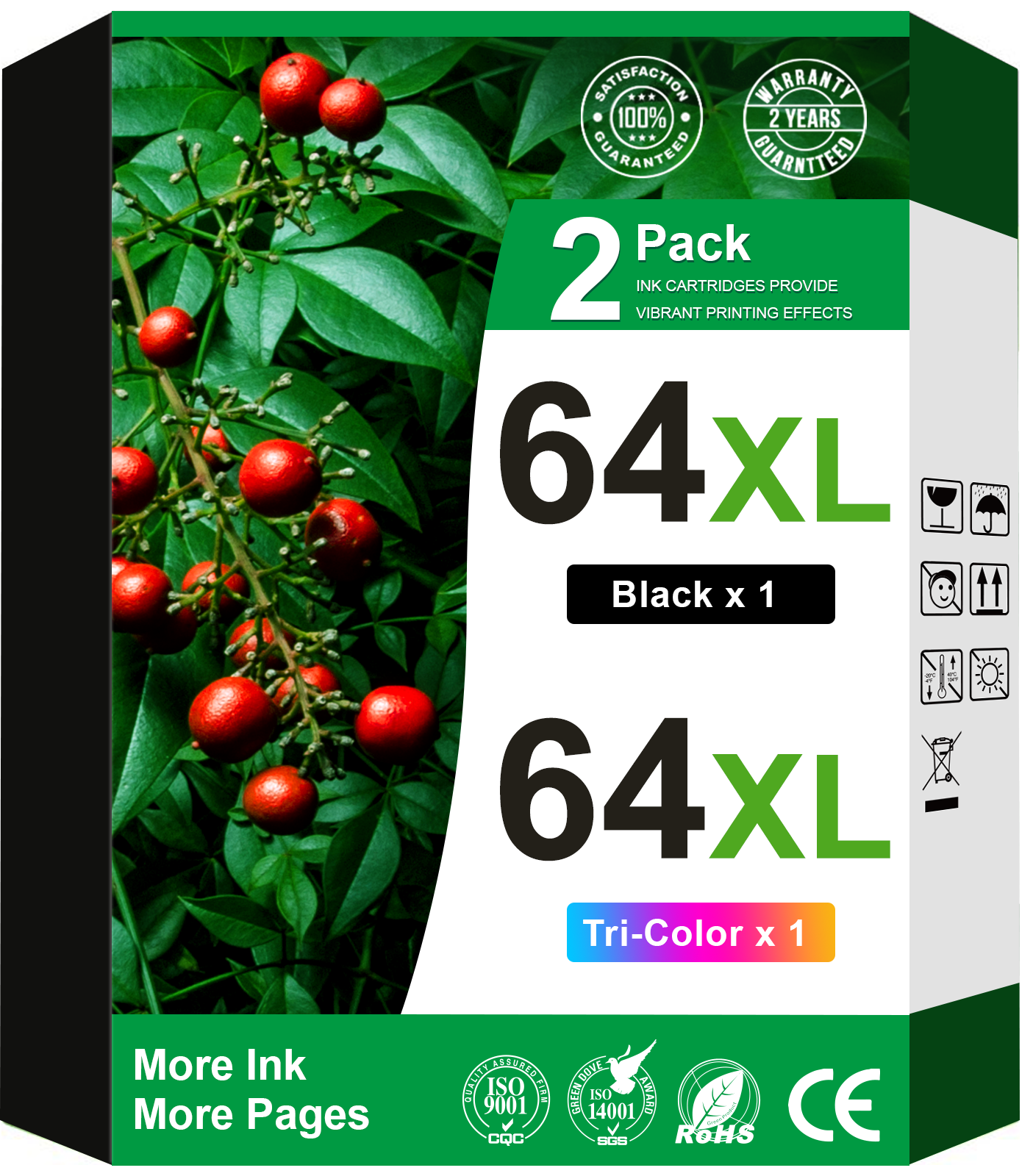 64 Ink for HP 64 Ink Cartridges for HP Ink 64 for HP 64XL Ink Cartridges Combo for HP Envy Photo 7855 7155 6255 7164 7830 7858 7800 6230 7120 Tango Printer (Black, Tri-Color)