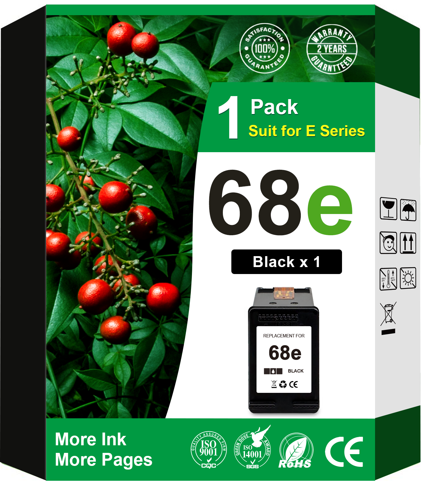 68e Ink Compatible for HP 68 Ink Cartridge for HP 68e Ink Work with Envy 6152e 6155e 6552e 6555e 6558e Printers