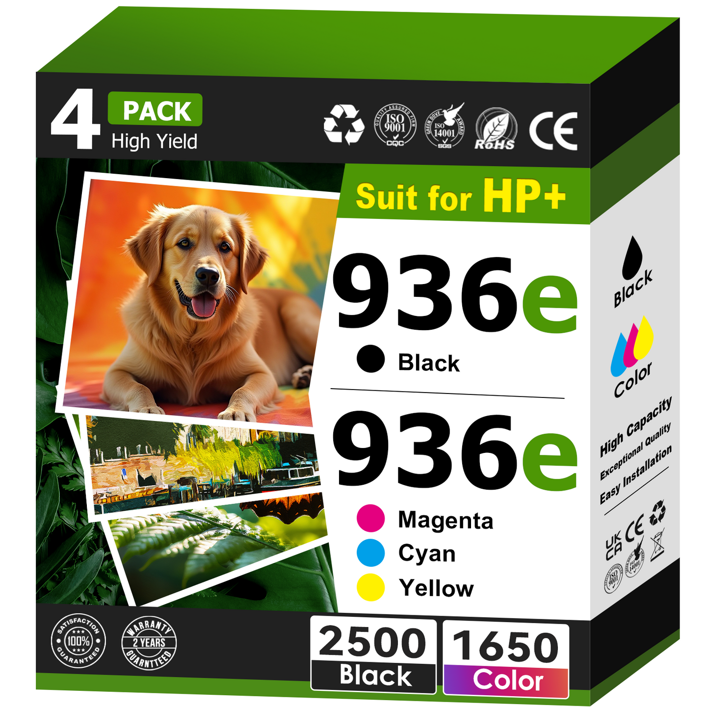 936e Ink cartridges Compatible for HP 936 for OfficeJet Pro 9110b 9117b 9120b 9125e 9122e 9128e 9130b 9132 9135 9730e 9730 9135e 9130e Printer (4 Pack)
