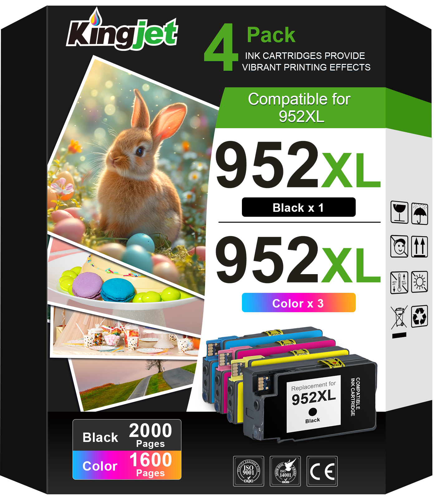 952 Ink for HP 952XL Ink Cartridges for HP 952 Ink Cartridges for HP Officejet Pro 8710 7720 7740 8720 8740 8730 8715 8702 Printer (Black Cyan Magenta Yellow,4 Pack)