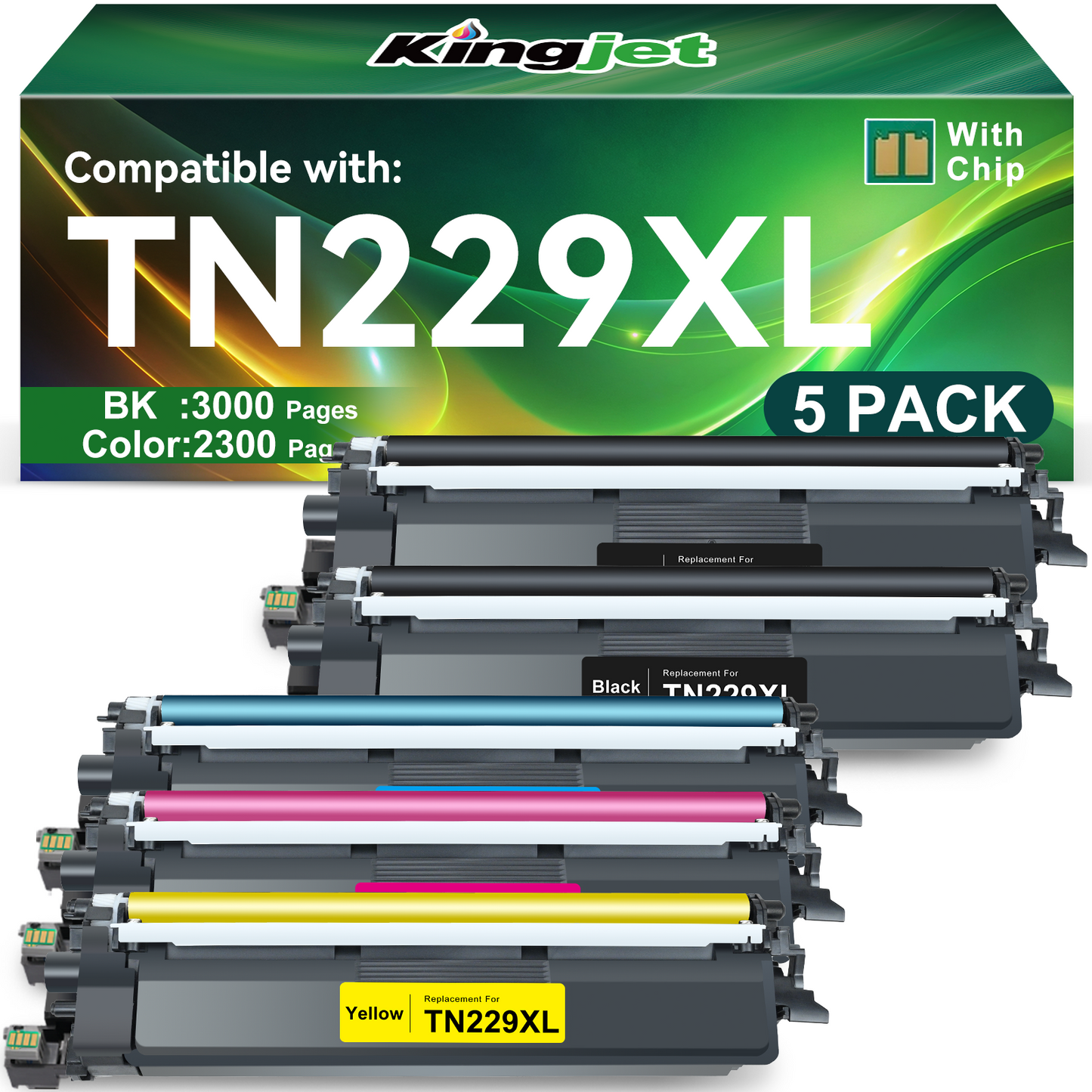 TN229 Toner Cartridge for Brother TN229 TN229XL Toner Cartridge High Yield (5 Pack)