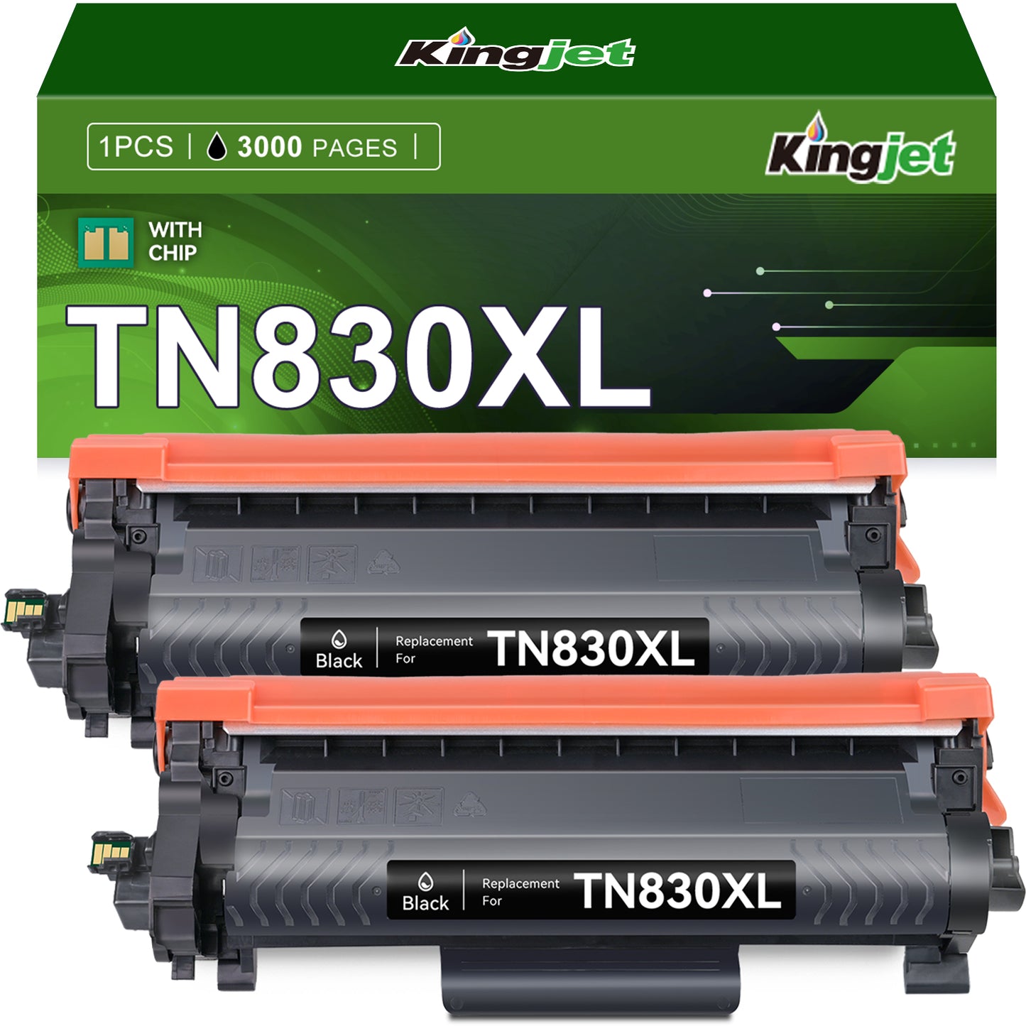 TN830XL Toner Cartridge for Brother TN830XL TN830 Toner for DCP-L2640DW HL-L2460DW Printer (2 Black)