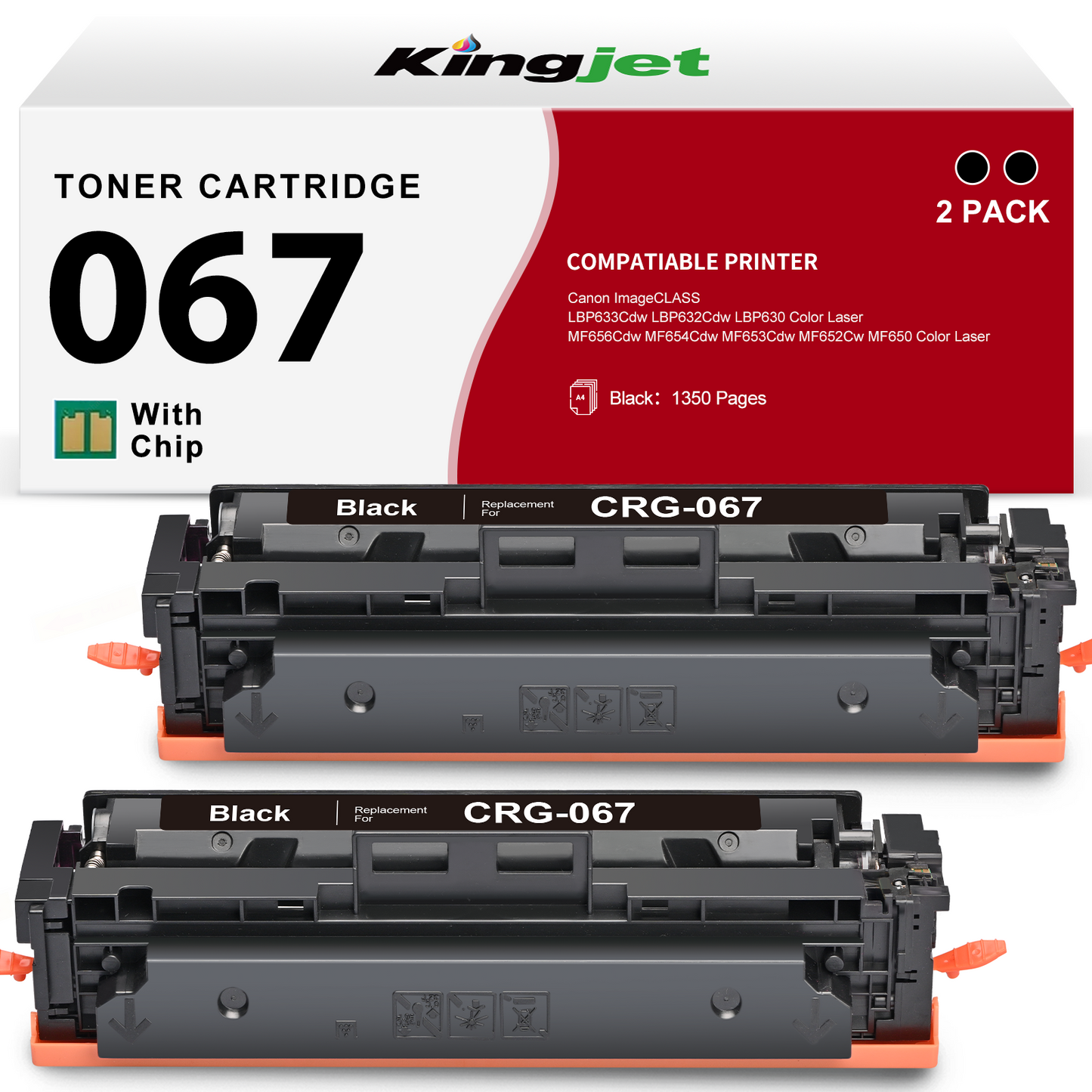067 Black Toner Cartridge Compatible for Canon Cartridge 067 CRG067 for ImageClass MF653Cdw MF654Cdw MF656Cdw MF655Cdw LBP633Cdw LBP632Cdw (2 Black)