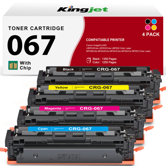 067 067H Toner Cartridge Compatible for Canon 067 Cartridge 067 CRG-067 imageCLASS MF656Cdw MF654Cdw MF653Cdw LBP633Cdw LBP632Cdw High Yield (Black, Cyan, Magenta, Yellow)