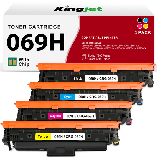 069H Toner High Yield Compatible for Canon 069H 069 CRG-069H Toner Cartridge for Canon imageCLASS MF753Cdw MF751Cdw LBP674Cdw LBP673Cdw (4 Pack)