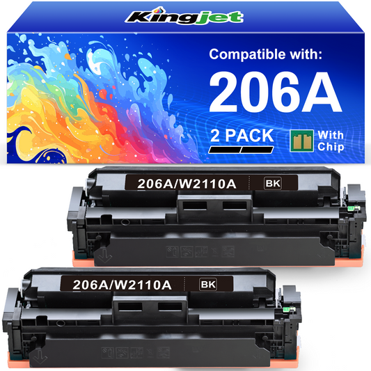 206A Toner With Chip Compatible for HP 206A Toner Cartridge for 206X W2110A W2110X Color Laserjet Pro MFP M283fdw M283cdw M255dw Printer (2 Black)