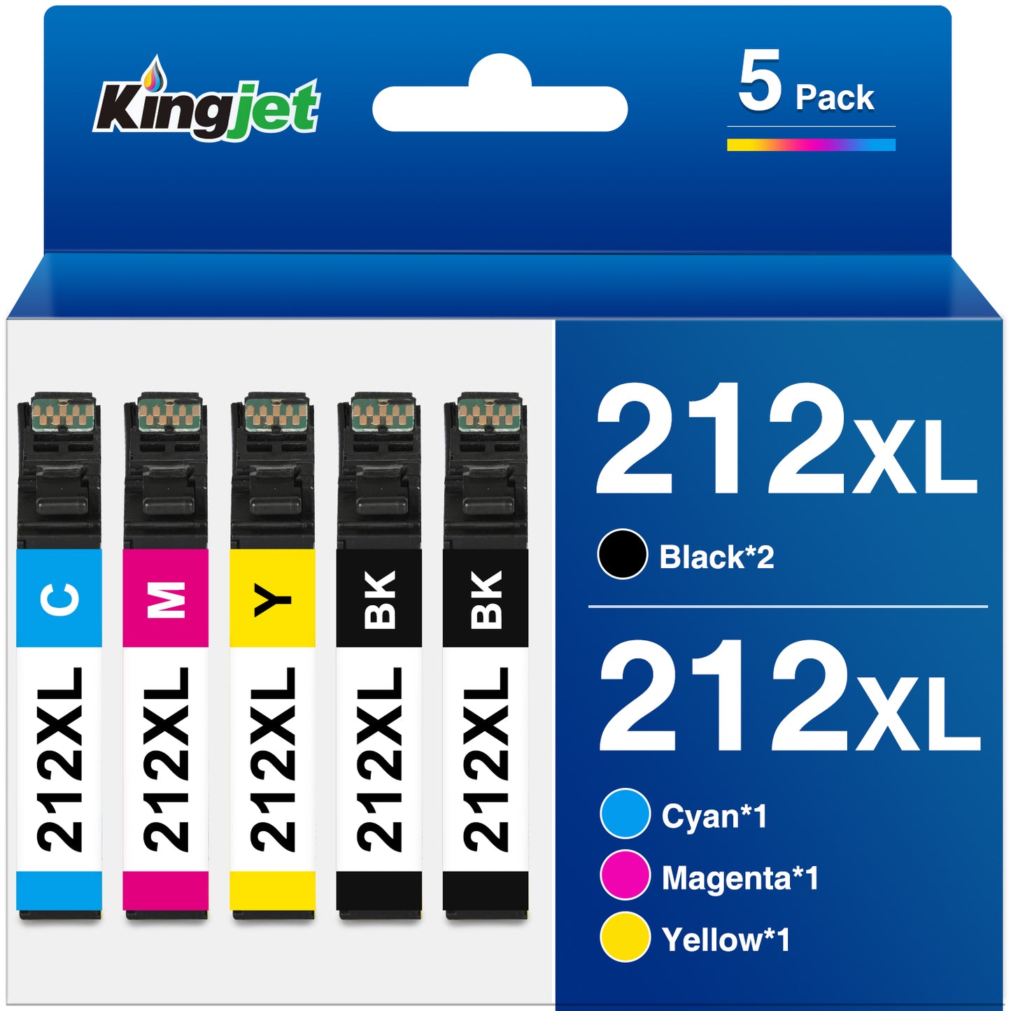 212 Ink for Epson 212 Ink for 212 XL Epson Ink for Epson 212XL Ink Cartridge for Epson Workforce WF-2850 WF-2830 Expression Home XP-4100 XP-4105 Printer (Black Cyan Magenta Yellow, 5 Pack)