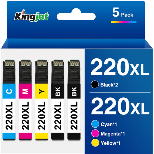 220 Ink for Epson 220 Black Ink for Epson 220 Ink Cartridges for Printers Epson WF-2760 WF-2750 WF-2630 WF-2650 WF-2660 XP-320 XP-420 ( 2 Black Cyan Magenta Yellow, 5 Pack)