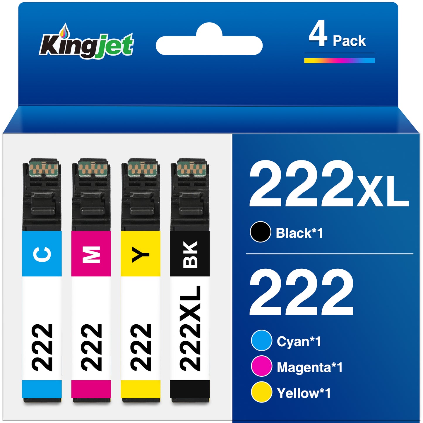 222XL 222 Ink Cartridge for Epson Ink 222 XL 222XL T222XL T222 Combo Pack for Epson Expression Home XP-5200 Workforce WF-2960 Prinetr (4 Pack)