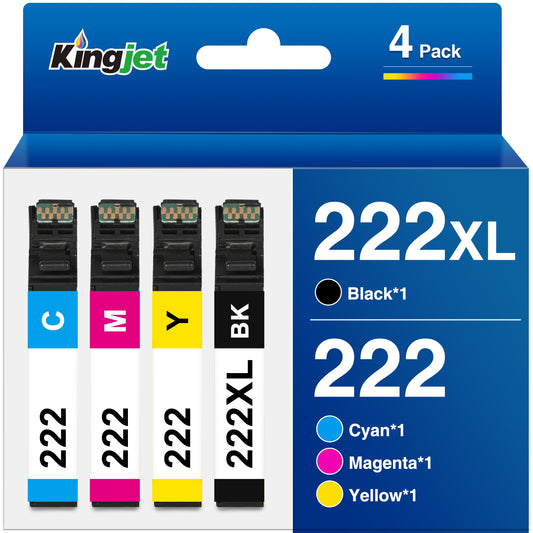 222XL 222 Ink Cartridge for Epson Ink 222 XL 222XL T222XL T222 Combo Pack for Epson Expression Home XP-5200 Workforce WF-2960 Prinetr (4 Pack)