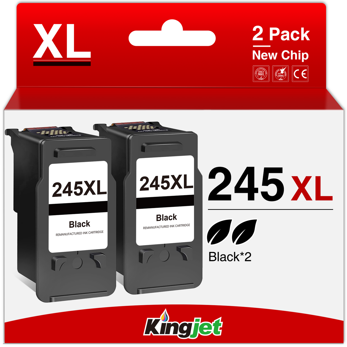 245XL Black Ink Cartridges for Canon 245XL Black Ink Cartridge for Canon 245 Ink for Canon PIXMA MG2522 MX490 MX492 MG2520 MG2420 MG2922 TS3120 TS3122 Printer (2-Black)