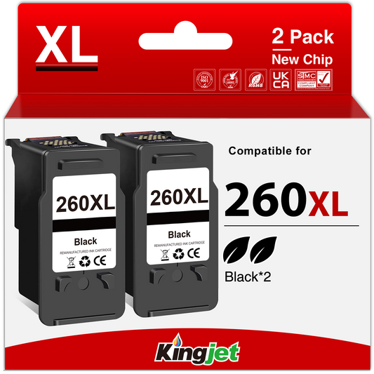 260XL Black Ink for Canon 260 Black Ink for Canon 260 Ink for TS5320 TS6420 TR7020 Printer, 2 Black