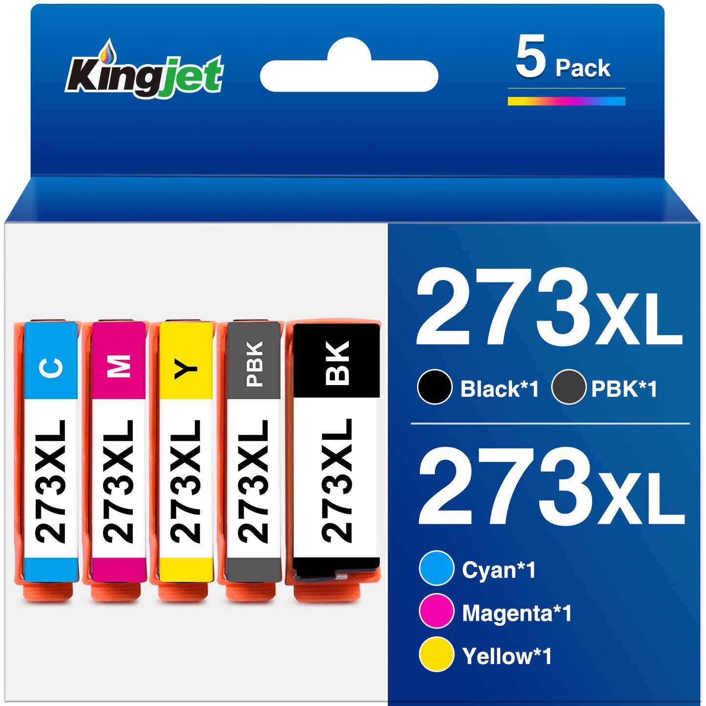 273XL Ink Cartridge for Epson Ink 273XL 273 XL Ink Cartridges for Epson XP-820 XP-610 XP-810 XP-620 XP-520 XP-600 XP-800 Printer (Black Photo Black Cyan Magenta Yellow, 5 Pack)