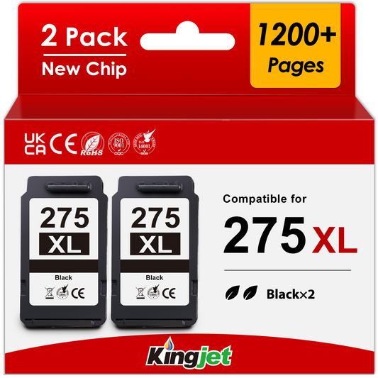 275XL Black Ink Cartridge Compatible for Canon 275 275XL Ink Cartridge for PG275 XL for PIXMA TS3722 TR4722 Printer (2 Black)