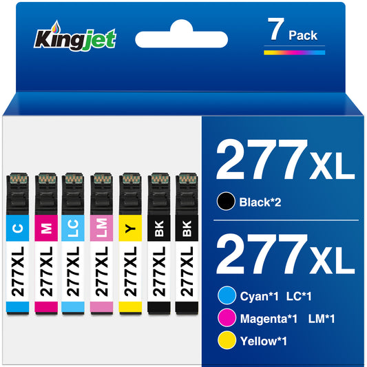 277XL Ink Cartridge for Epson 277 XL 277XL T277XL Combo Pack for Expression XP-850 XP-860 XP-950 XP-960 XP-970 Printer (2 Black, 1 Cyan, 1 Magenta, 1 Yellow, 1 Light Cyan, 1 Light Magenta, 7 Pack)