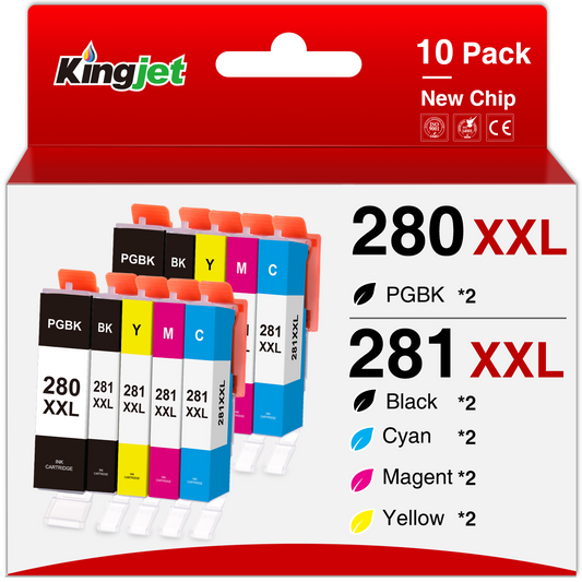 280XL ink cartridge for Canon 280 XXL 281 XXL Ink Cartridge for Pixma TS6220 TR7520 TS8300 TR8520 TS6120 TS8120 TS8220 TS9120 TS9520 Printer (10-Pack)