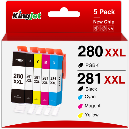 280 Ink for Canon Ink 280 and 281 280 XXL 281 XXL Ink Cartridge for Canon PIXMA TR7520 TR8520 TS6120 TS6220 TS8120 TS6320 TS9120 TS9520 Printer (PGBK Black Cyan Magenta Yellow, 5-Pack)