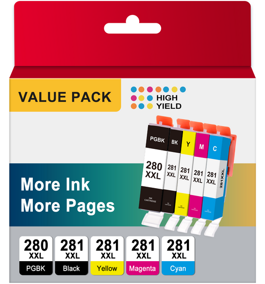 280 281 Ink Cartridges Compatible for Canon Ink 280 and 281 for Canon 280 and 281 Ink for PIXMA TR8520 Printer (5-Pack)