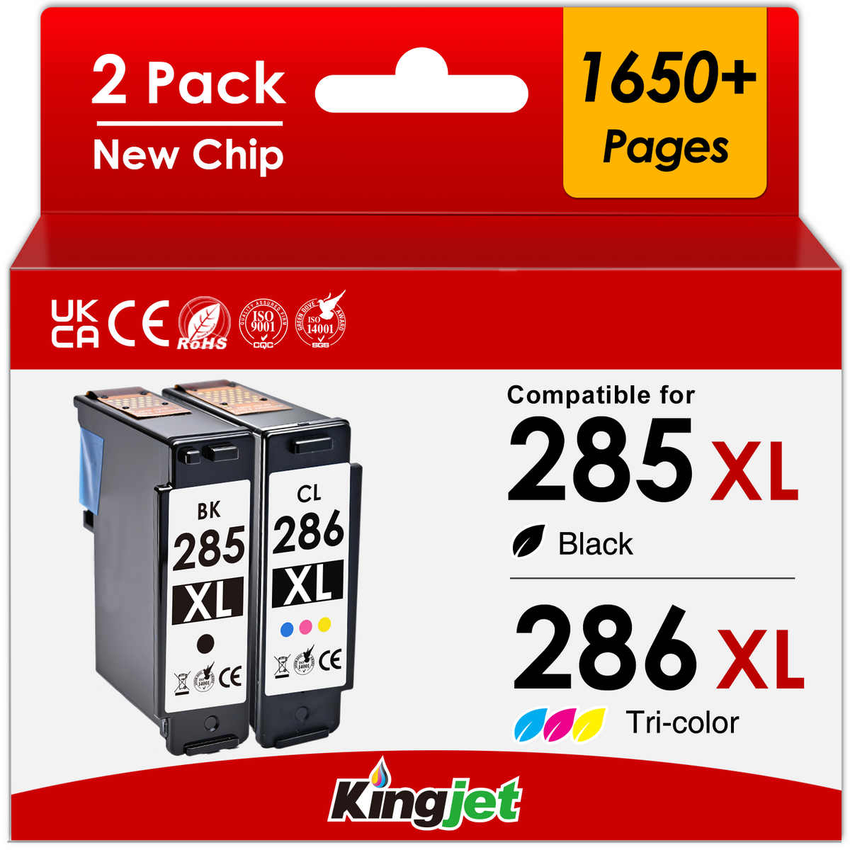 285XL 286XL Ink for Canon 285 286 Ink Cartridges for Canon 285 Ink Compatible with PIXMA TS7720 TR7820 TS7722 Printers (Black, Tri-Color)