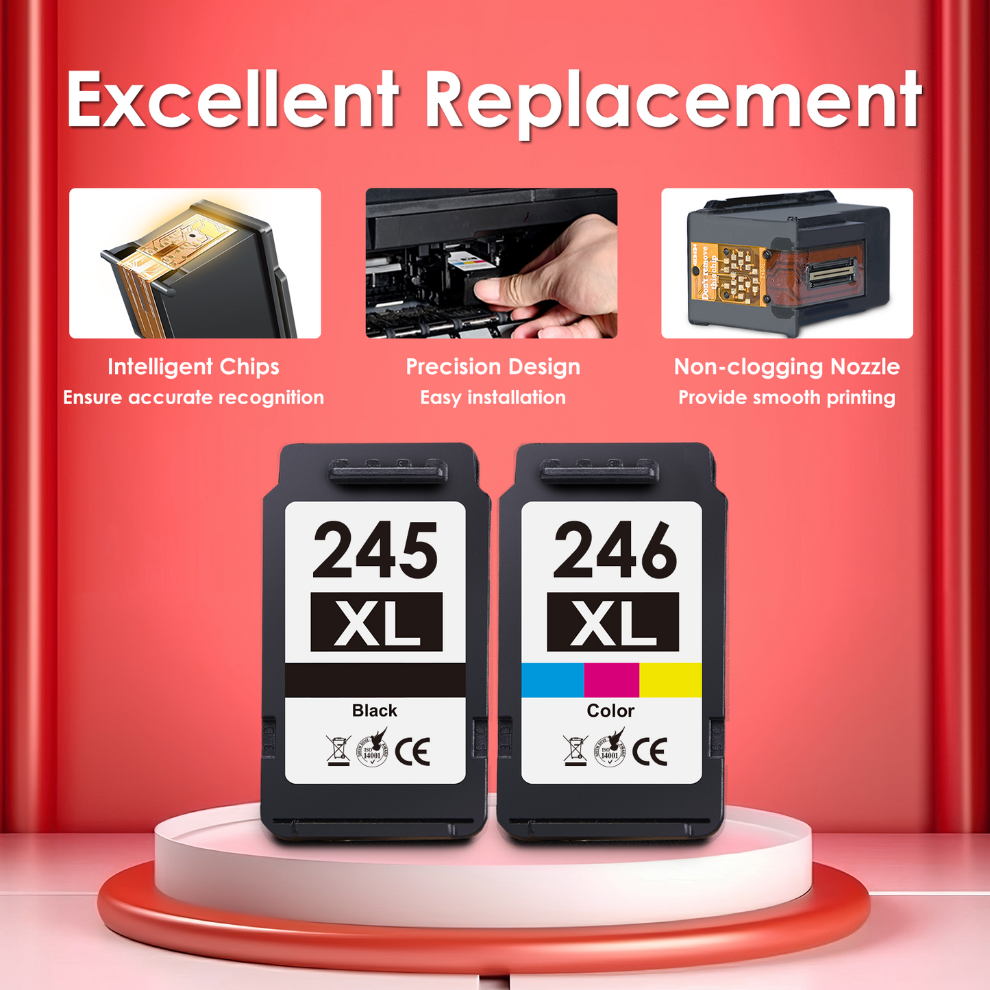 245XL Ink Compatible for Canon Ink 245 and 246 for PIXMA MG2522 2520 TS3122 MX490 492 TR4520 (Black, Tri-Color)