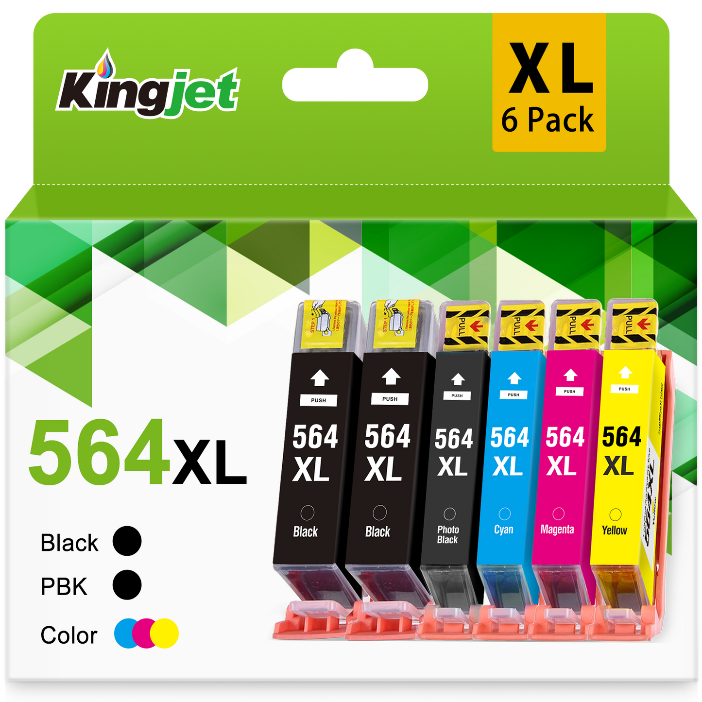 564XL Ink Cartridge for HP Ink 564XL 564 XL Ink Cartridge for HP Photosmart 7520 5510 6520 5520 6510 Deskjet 3520 3522 Printer (2 Black PhotoBlack Cyan Magenta Yellow, 6 Pack)