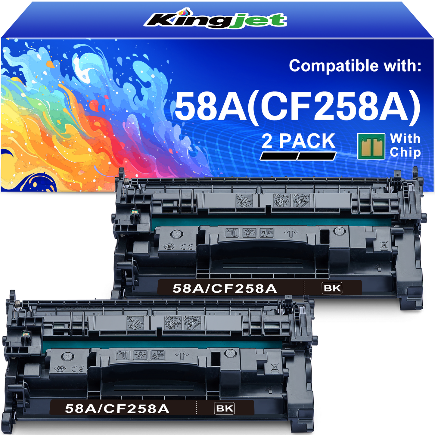 58A Toner Cartridge Black Compatible for HP 58A CF258A 58X CF258X 2-Pack Laserjet Pro M404dn M404n MFP M428fdw M406dn Printer Toner