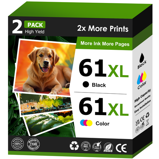 61XL Ink Compatible for HP 61 Ink Cartridge Combo Pack for HP Ink 61 (Black, Tri-Color)