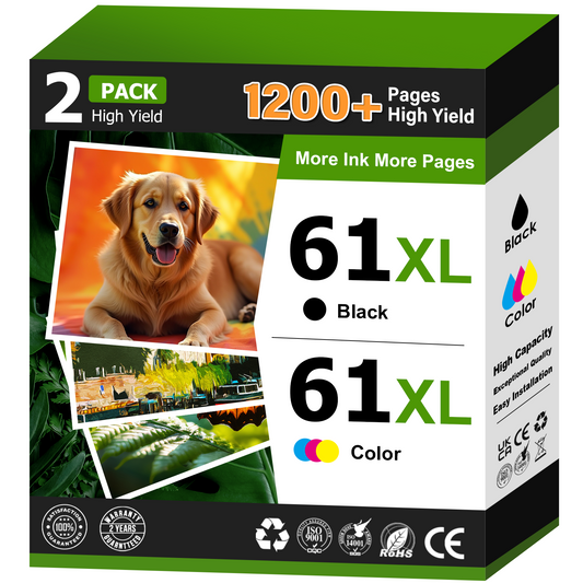 61 Ink Compatible for HP 61 Ink Cartridge Combo Pack for HP Ink 61XL (Black, Tri-Color)