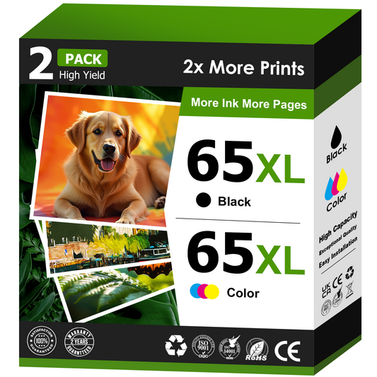 65XL Ink Cartridges Compatible for HP 65 Ink Cartridge for HP Ink 65 for DeskJet 3772 Envy 5055 Printer Ink (Black, Tri-Color)