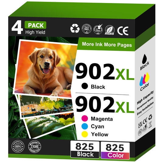 902 Ink Compatible for HP 902 Ink Cartridge for 902XL 902 HP Ink Cartridges (4 Pack)