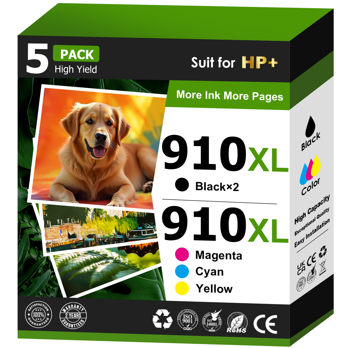910 Ink Compatible for 910 Ink Cartridge for 910 Ink (5-Pack, Black Cyan Magenta Yellow)