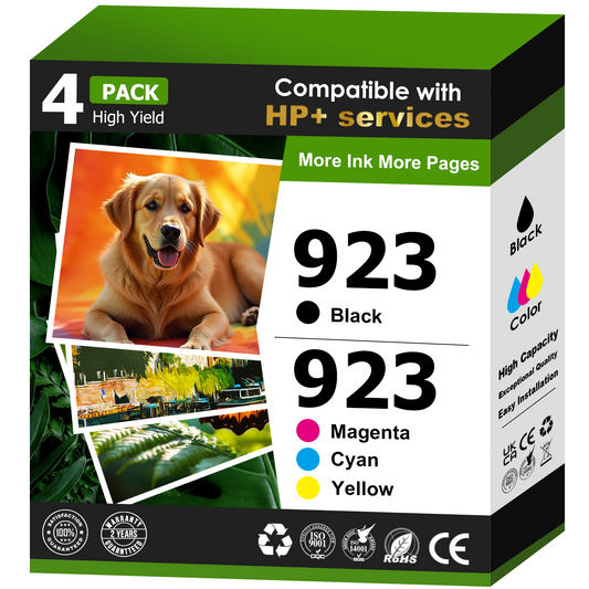 923 923e Ink Cartridges Compatible for HP 923 Ink Cartridges 4 Pack for Officejet Pro 8130 8135e 8120 8122e Officejet 8124e 8132e Printer (4 Pack)