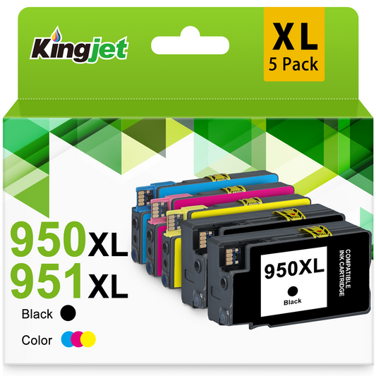 950XL and 951 Combo Pack for HP 950 and 951 Ink Cartridges for HP 950 Ink for HP Officejet Pro 8610 8600 8615 8620 8625 8100 276dw 251dw (2 Black Cyan Magenta Yellow, 5 Pack)