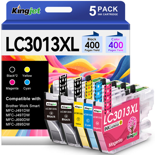 LC3013 Ink Cartridge Compatible for Brother LC3013 3013XL LC-3013 Ink Cartridge for MFC-J491DW MFC-J895DW MFC-J690DW MFC-J497DW Printer ( 2 Black Cyan Magenta Yellow, 5 Pack)