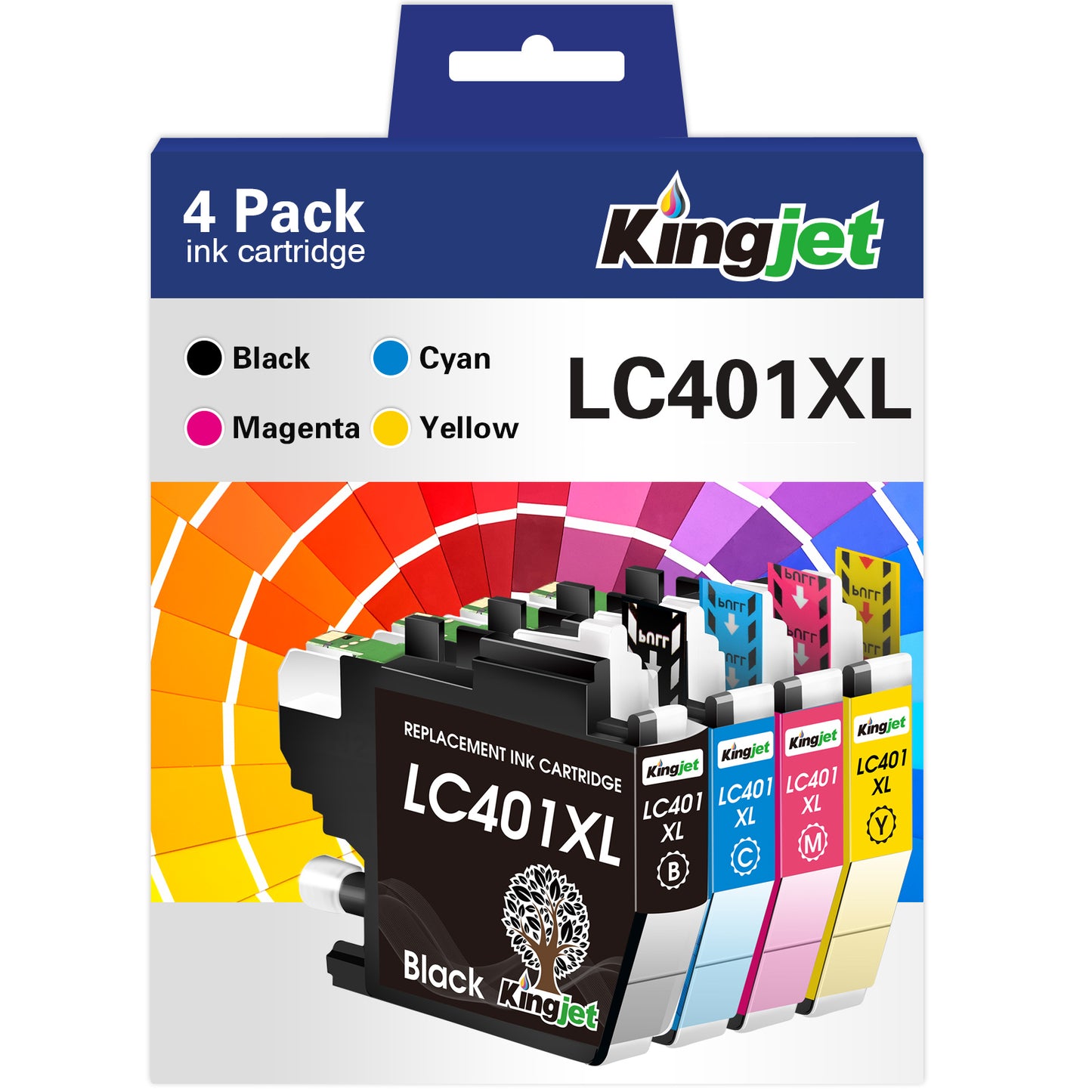 LC401XL LC401 Ink for LC401XL LC401 Brother Ink for Brother 401 Ink Cartridges for Brother MFC-J1010DW MFC-J1012DW MFC-J1170DW Printer (Black Cyan Magenta Yellow, 4 Pack)