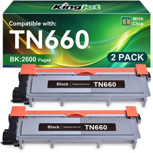 TN660 Toner Cartridge Compatible for Brother TN660 TN630 TN-660 TN-630 High Y(2 Black)