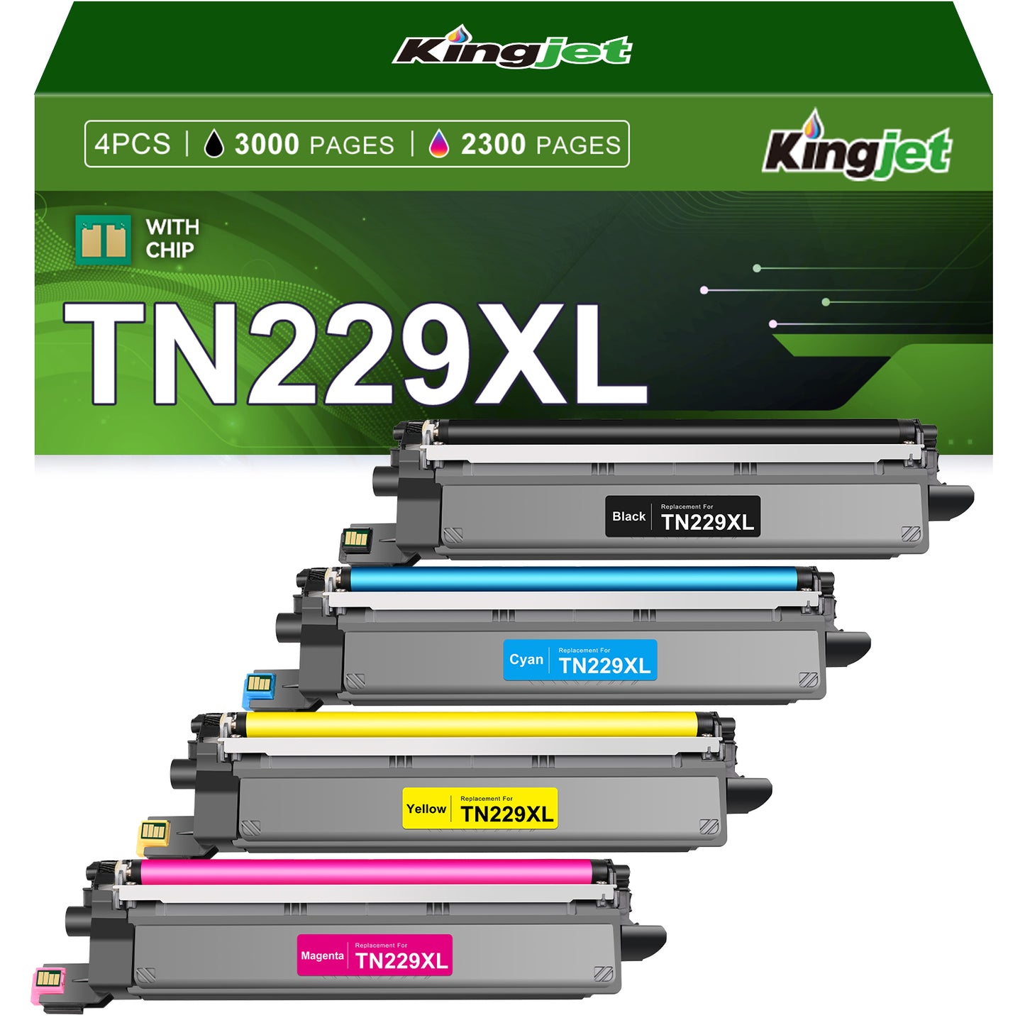 TN229XL TN229 Toner Cartridge for Brother TN229 TN229XL Toner Cartridge High Yield 4 Pack