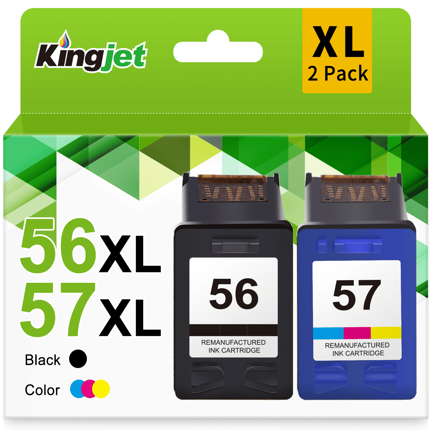 56 57 Ink for HP 56 57 C6656AN C6657AN Ink Cartridge for HP Photosmart 7760 7260 7350 7450 7550 Deskjet 5550 5650 5850 Officejet 4215 PSC 2210 2410 (Black, Tri-Color)