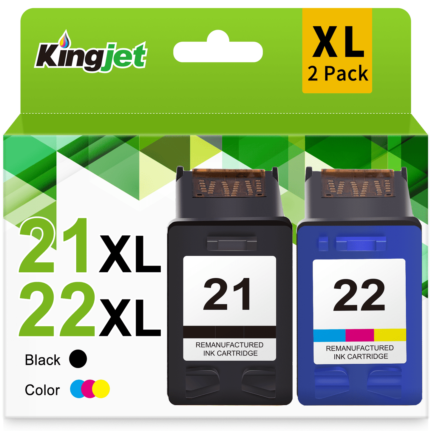 21 22 Ink for HP 21 and 22 21XL 22XL Combo Pack C9351AN C9352AN for HP Deskjet F4180 F2210 D1560 D1530 D1420 D1520 3915 3930 PSC 1410 Officejet 4315 J3680 Printer (Black, Tri-Color)