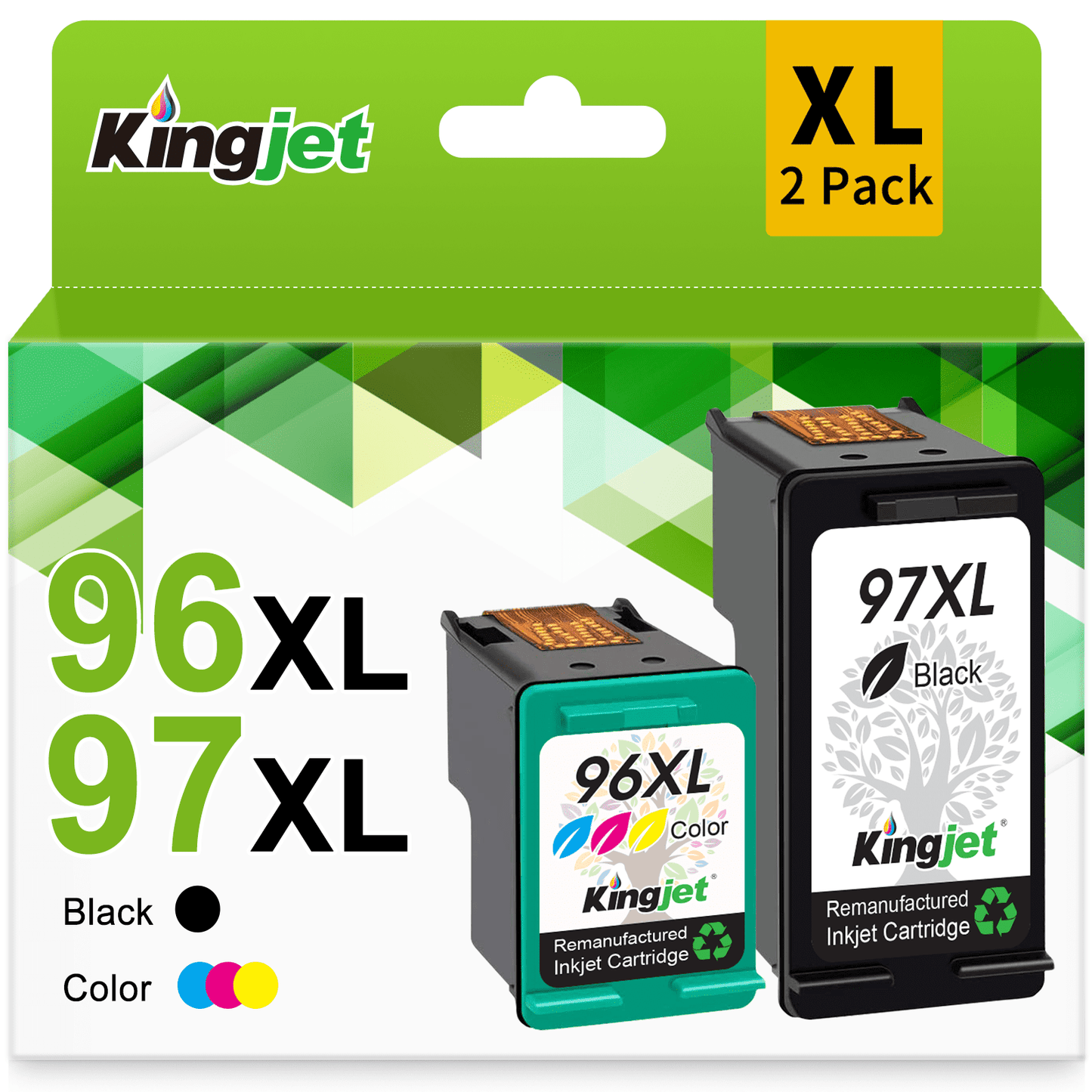 96 and 97 Ink for HP 96 97 Ink Cartridges Twin Pack for Printers HP OfficeJet 7310 7410 DeskJet 9800 6980 6940 5740 PhotoSmart 8050 8450 2610(Black, Tri-Color)