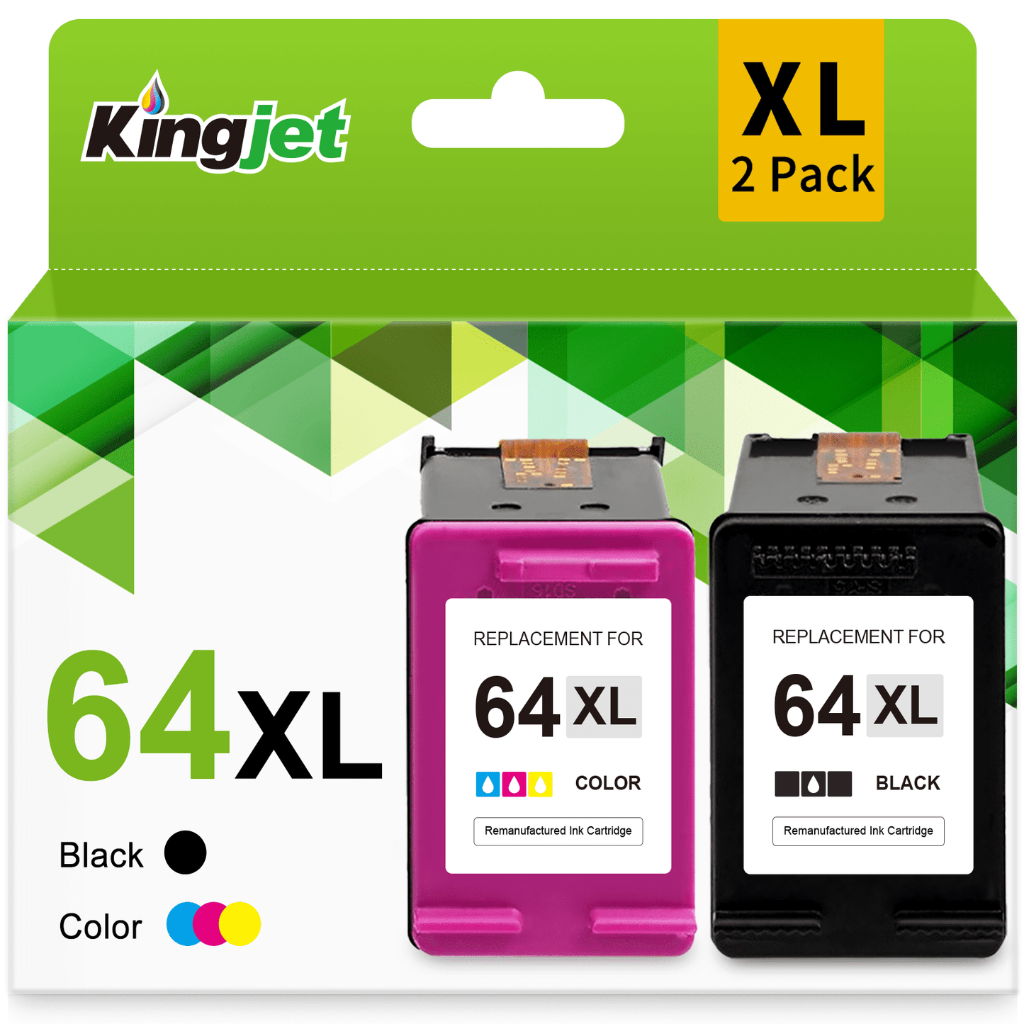 64 Ink for HP 64 Ink Cartridges for HP Ink 64 for HP 64XL Ink Cartridges Combo for HP Envy Photo 7855 7155 6255 7164 7830 7858 7800 6230 7120 Tango Printer (Black, Tri-Color)