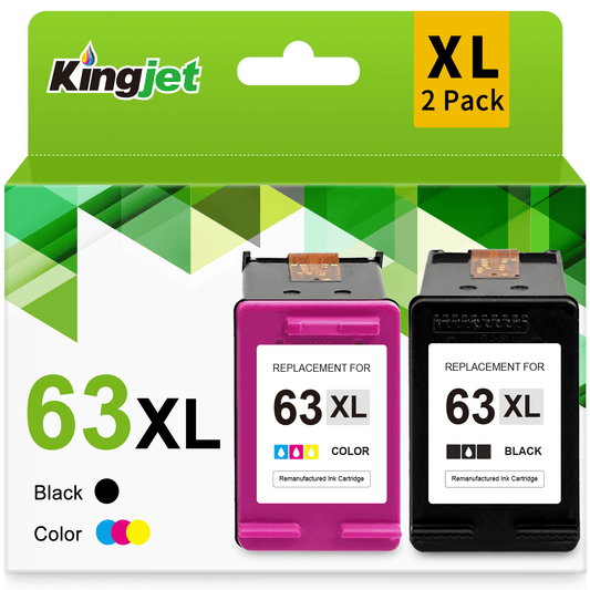 63XL Ink Cartridge for HP 63 Ink Cartridges for HP Printer Ink 63 XL for 63XL Ink for HP 3830 Ink 3631 3632 3830 4650 5255 5258 4655 5252 Envy 4520 4512 Printer (2 Pack, Black, Tri-Color)