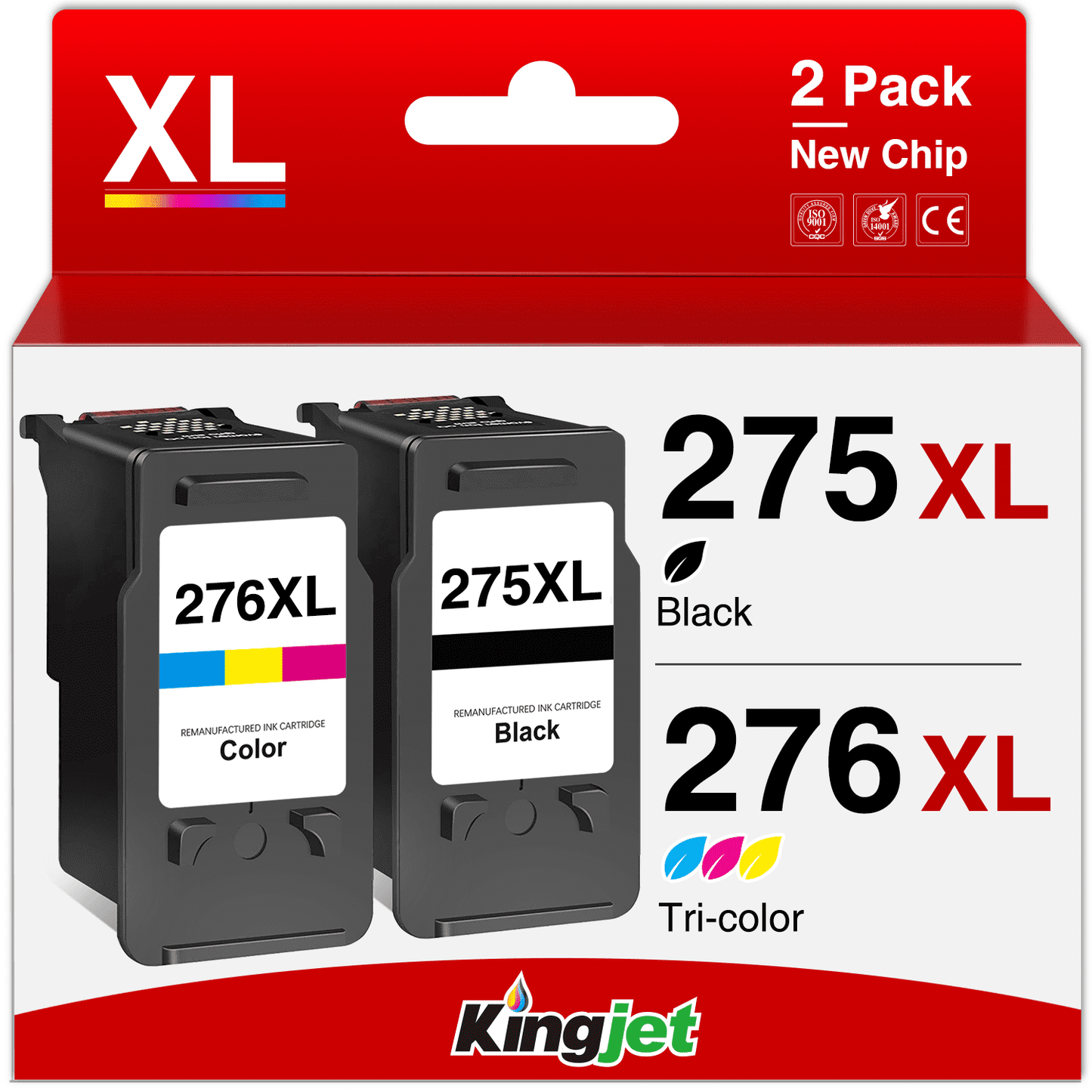 275XL 276XL Ink Cartridge for Canon Ink 275 and 276 XL 275XL Ink Cartridge Combo Pack for Canon PIXMA TS3520 TS3522 TS3500 TR4720 TR4722 TR4700 Printer (Black, Tri-Color)